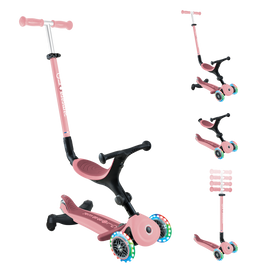 GO•UP ACTIVE LIGHTS 360° - hulajnoga trójkołowa z siedziskiem - Pastel Pink (749-310)
